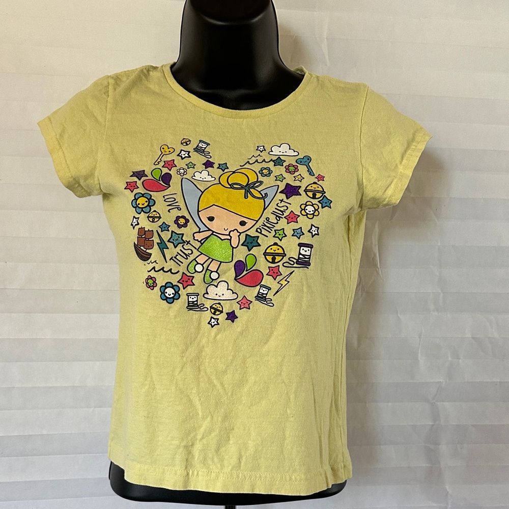 Disney Girls Tinkerbell Short Sleeve Tee – Yellow – 10/12